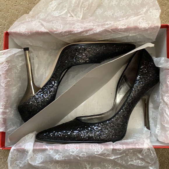 Guess Black Glitter Heels (Used Like New), Black Color, Size 6.5 - Picture 9 of 9